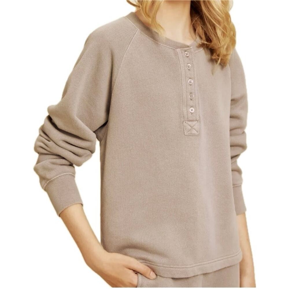 NEW BAREFOOT DREAMS Malibu Collection Terry Henley‎ Pullover Sweatshirt Kids 6/7